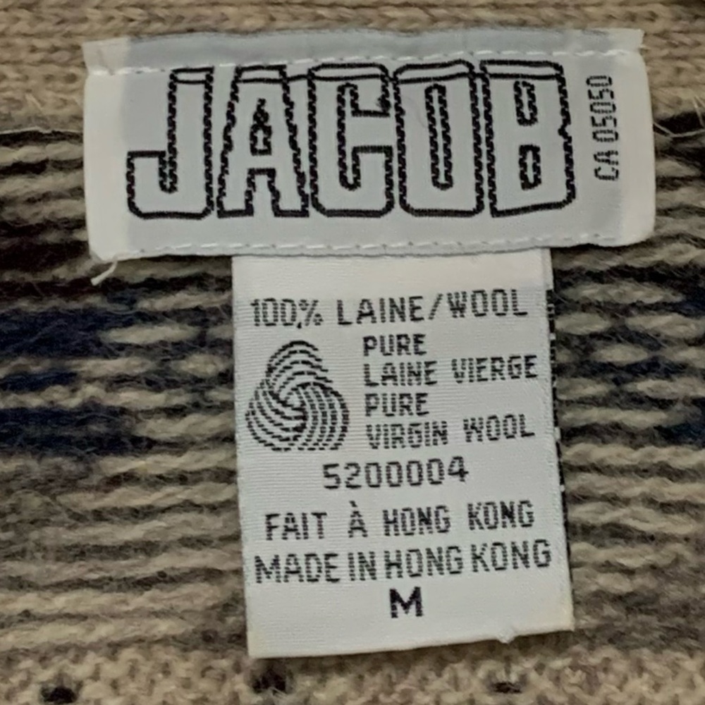 Vintage Jacob 100% Wool Button Front Cardigan in Nordic Style Pattern | Size M - Picture 8 of 10